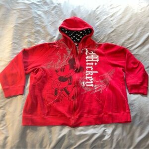 Disney Mickey Mouse Hoodie Red Black Silver Casual Cozy Plus 22-24